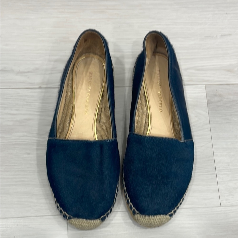 Paloma Barcelo Navy Blue Calf Hair Espadrille Flats Size 38